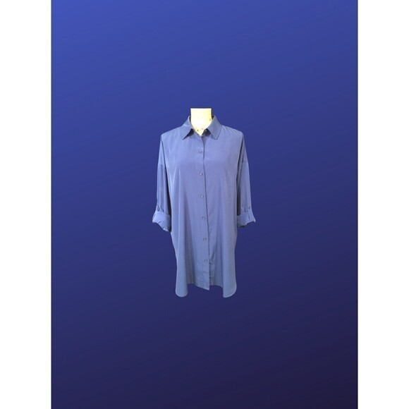 Chico’s Oversized Blouse, Tab Sleeve, ROYAL BLUE, Chico’s Size 1/US Size 8, NWOT - Picture 2 of 9